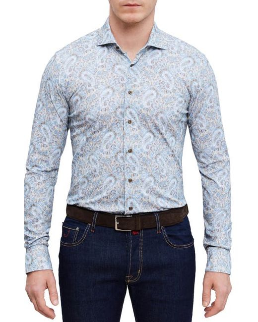 Emanuel Berg 4Flex Modern Fit Print Knit Button-Up Shirt