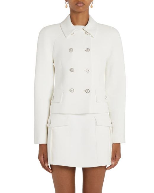 Versace Double Breasted Stretch Crepe Crop Jacket