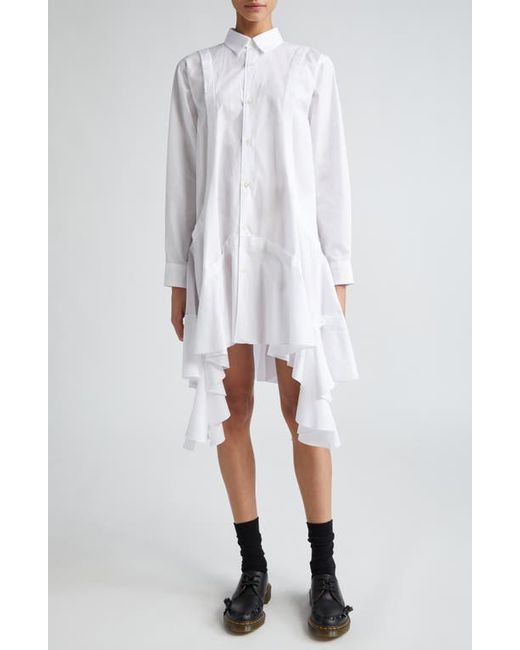 Comme Des Garçons Comme Des Garçons Peplum Extralong Cotton Broadcloth Button-Up Shirt
