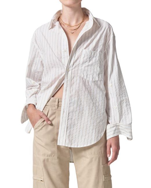 Citizens of Humanity Kayla Stripe Oversize Poplin Button-Up Shirt