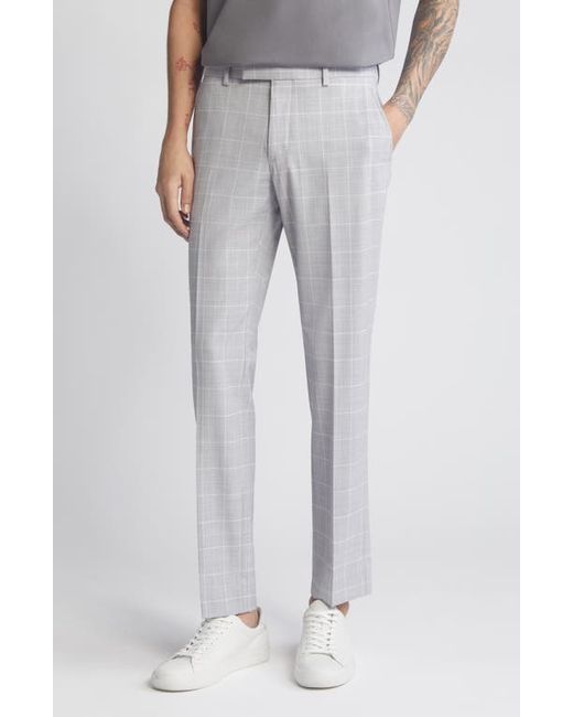 Open Edit Extra Trim Fit Plaid Wool Blend Trousers