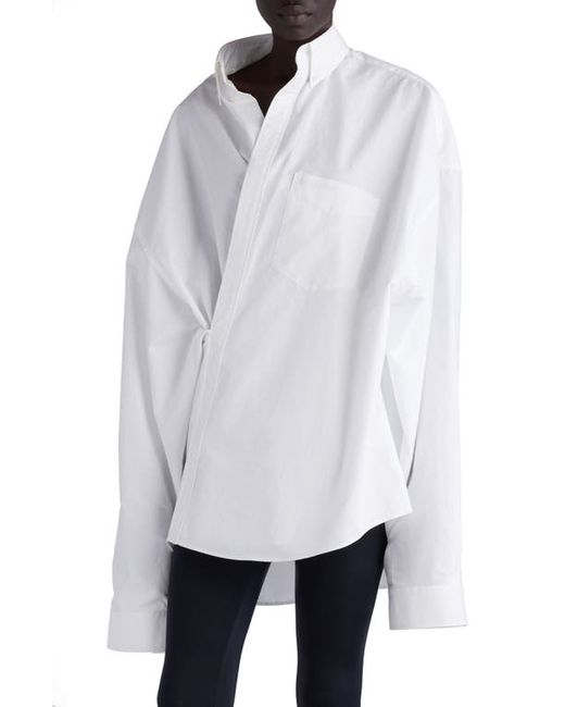 Balenciaga Asymmetric Oversize Cotton Poplin Wrap Shirt