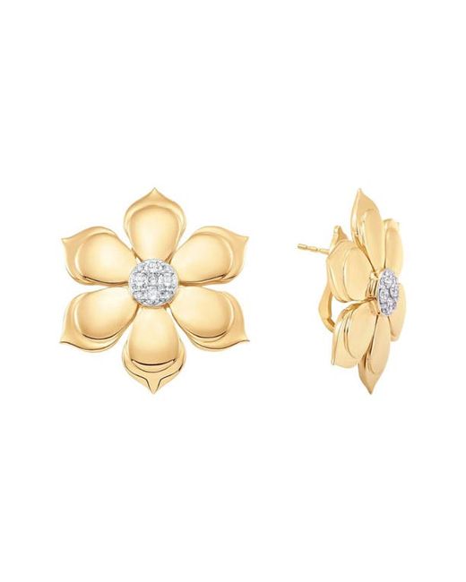 Sara Weinstock Lierre Diamond Flower Stud Earrings Gold/Diamond