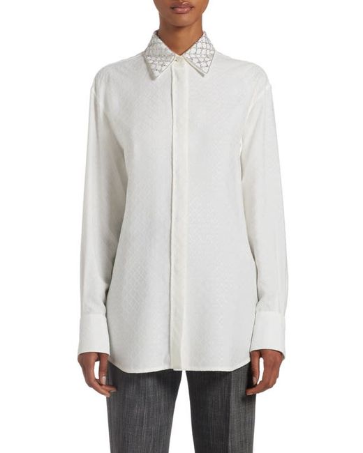 Golden Goose Crystal Embellished Jacquard Silk Blend Button-Up Shirt