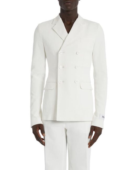 Dolce & Gabbana Crinkle Texture Double Breasted Stretch Cotton Blend Sport Coat