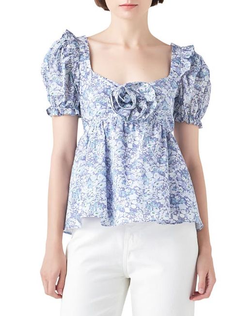 English Factory Floral Print Cotton Top