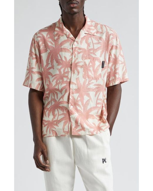 Palm Angels Palm Print Short Sleeve Button-Up Camp Shirt