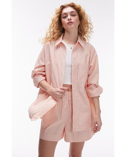 TopShop Oversize Stripe Cotton Button-Up Shirt