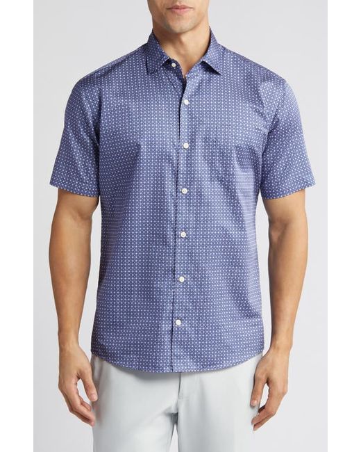 Peter Millar Oskar Crown Foulard Print Short Sleeve Cotton Button-Up Shirt