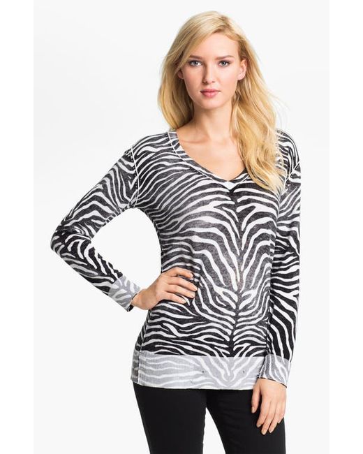 Michael Michael Kors Zebra Print V-Neck Sweater