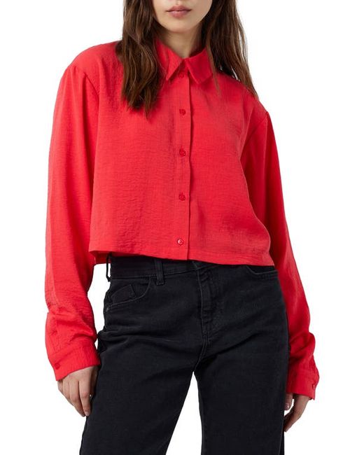 Noisy May Kara Crop Button-Up Shirt