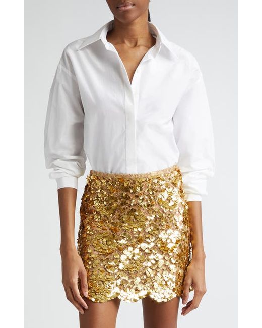 Michael Kors Collection Oversize Silk Cotton Boyfriend Button-Up Shirt
