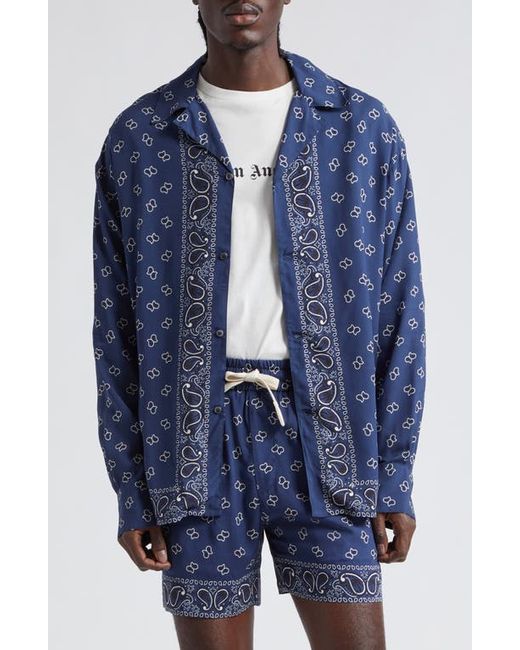 Palm Angels Paisley Long Sleeve Button-Up Bowling Shirt