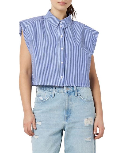 Noisy May Katrine Stripe Crop Button-Up Shirt