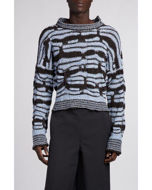 Bottega Veneta Distorted Stripe Cotton Linen Sweater Admiral/Fondant