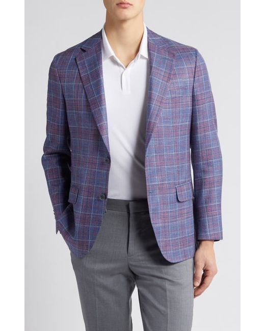 Peter Millar Tailored Fit Plaid Wool Silk Linen Blend Sport Coat
