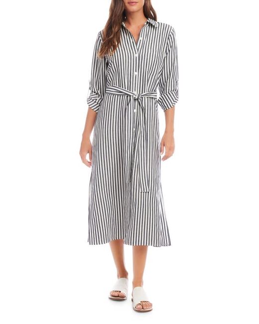Fifteen-Twenty Stripe Long Sleeve Midi Shirtdress