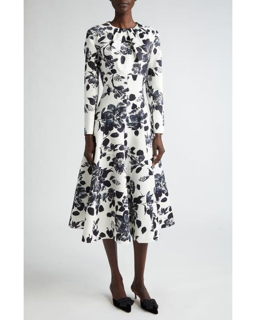 Emilia Wickstead Tris Floral Long Sleeve A-Line Dress