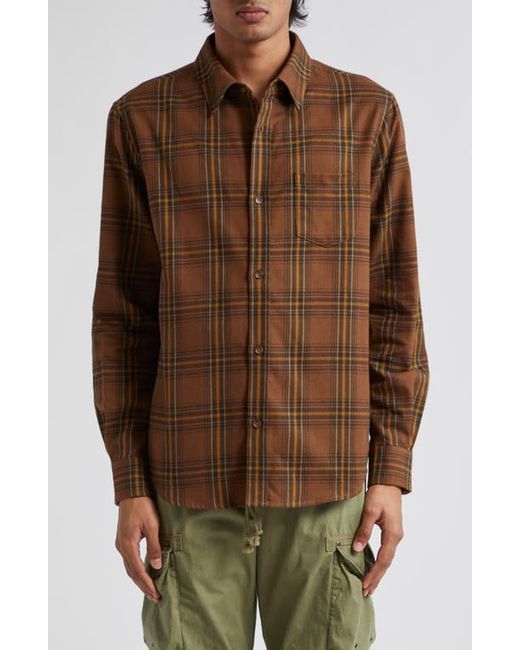 John Elliott Alder Plaid Cotton Flannel Button-Up Shirt