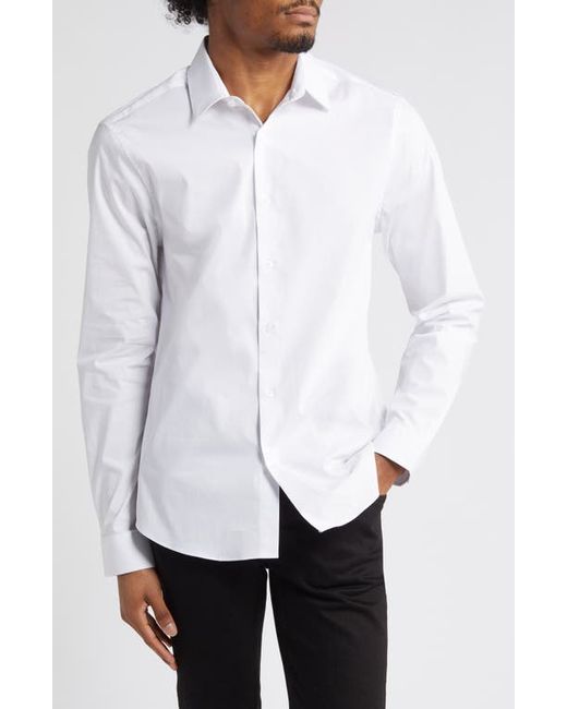 Topman Solid Stretch Button-Up Shirt