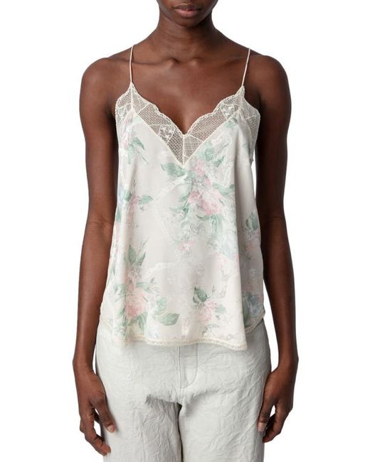 Zadig & Voltaire Christy Jac Chains Faded Lace Trim Silk Camisole