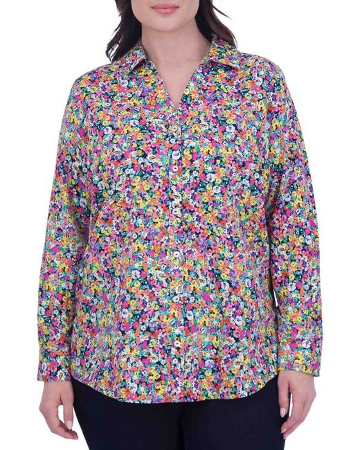 Foxcroft Mary Ditsy Floral Cotton Button-Up Shirt