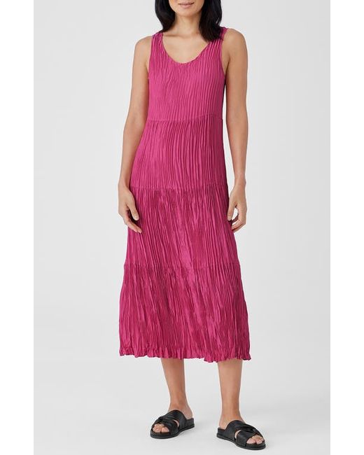 Eileen Fisher Tiered Pleated Silk Midi Dress