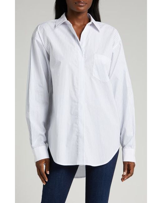 Good American Good Yarn Dye Cotton Poplin Button-Up Shirt