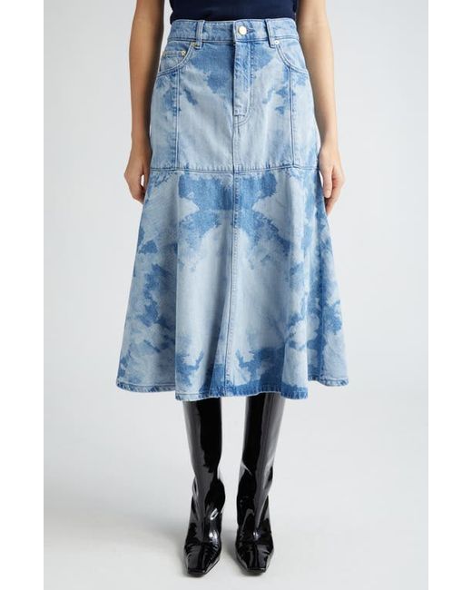 Ganni Bleached Denim Midi Skirt