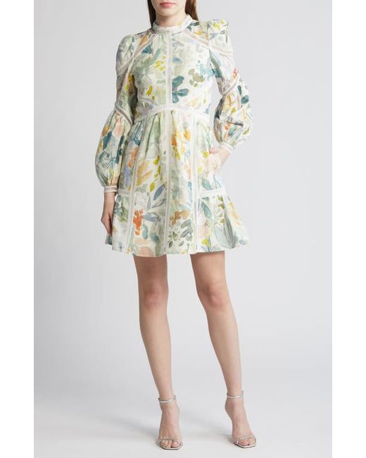 Ted Baker London Tealan Floral Print Long Sleeve Linen Dress