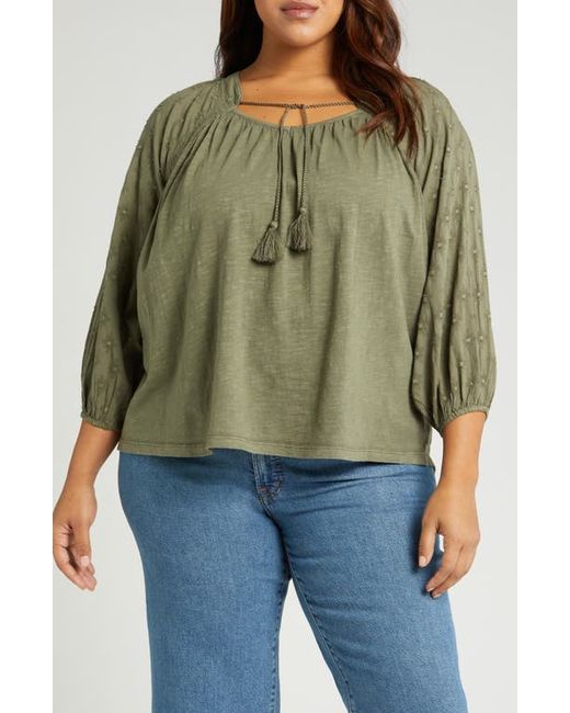 Lucky Brand Mix Media Peasant Top