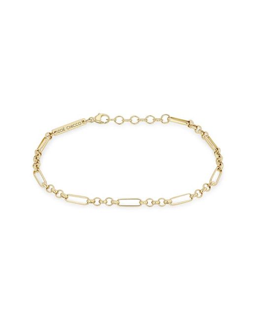 Zoe Chicco 14K Gold Paper Clip Station Chain Bracelet