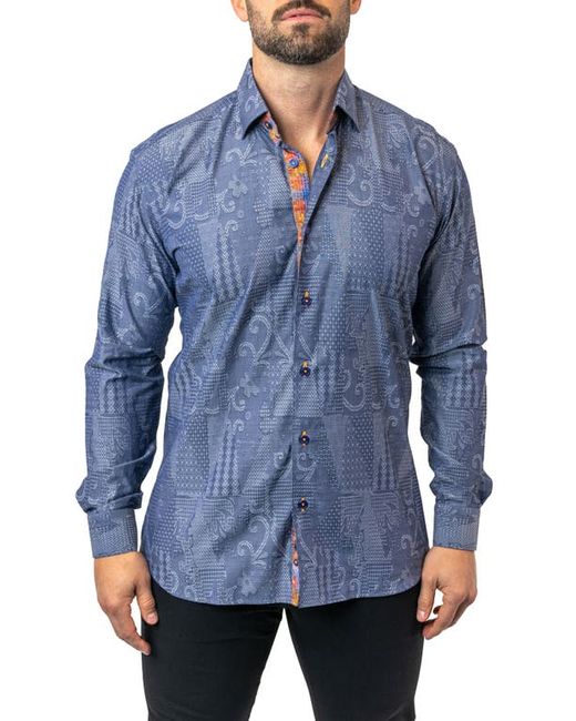Maceoo Fibonacci Denimpatch Contemporary Fit Button-Up Shirt