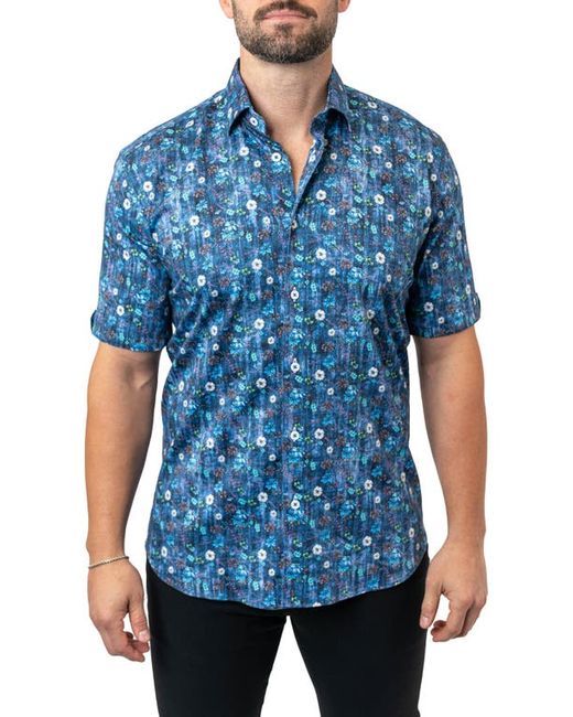Maceoo Galileo Floral 59 Contemporary Fit Short Sleeve Button-Up Shirt