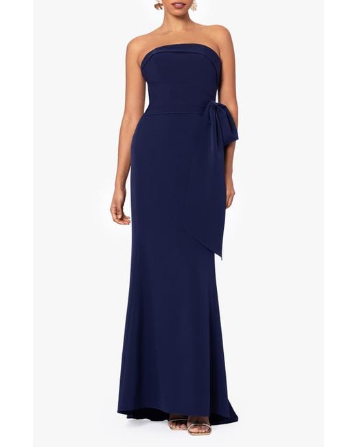 Betsy & Adam Bow Strapless Scuba Gown