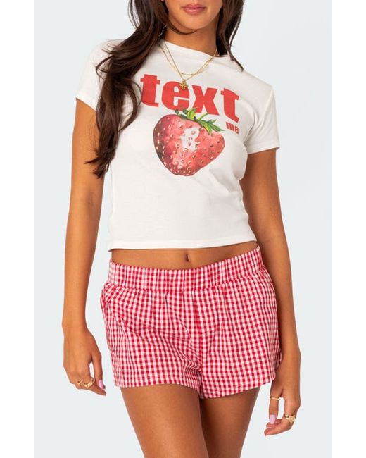 Edikted Text Me Strawberry Graphic T-Shirt