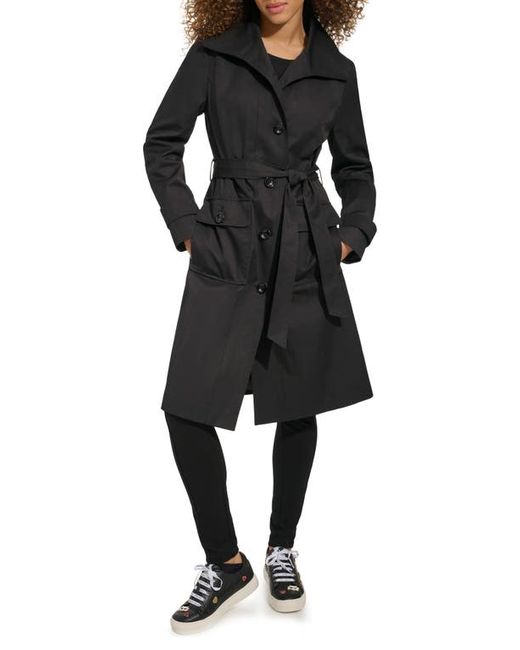 Karl Lagerfeld Wing Collar Belted Single Breasted Trench Coat