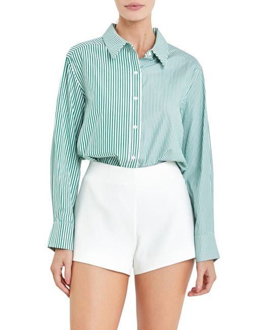 English Factory Colorblock Stripe Long Sleeve Button-Up Shirt