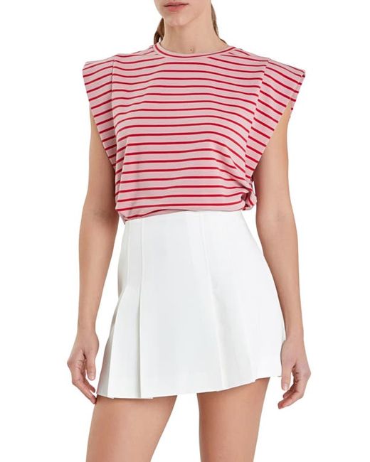 English Factory Stripe Extended Shoulder T-Shirt Red