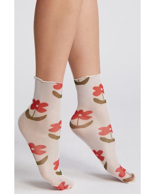 High Heel Jungle Retro Floral Mesh Socks