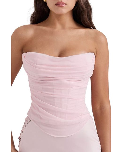 House Of Cb Mesh Strapless Corset Top