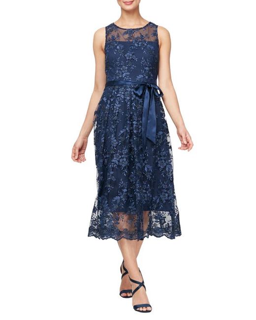 Alex Evenings Floral Embroidered Sleeveless Cocktail Dress