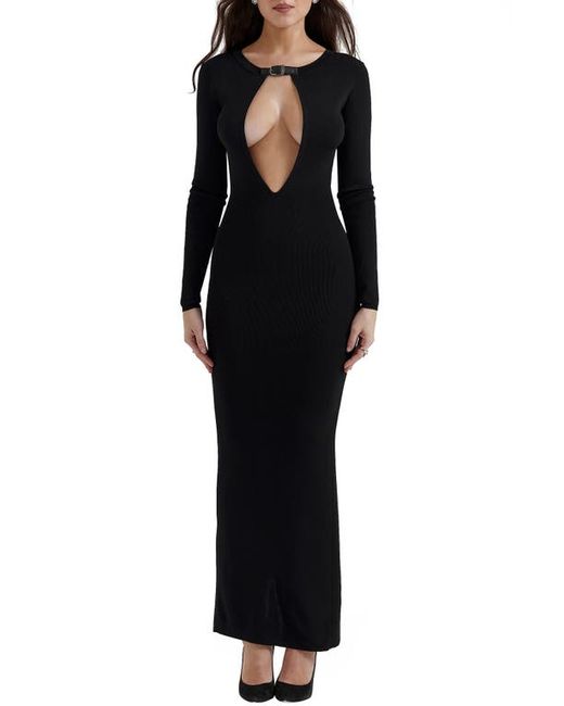 House Of Cb Long Sleeve Belted Neck Dress