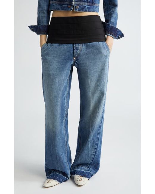 Stella McCartney Cummerbund Detail Nonstretch Denim Wide Leg Jeans