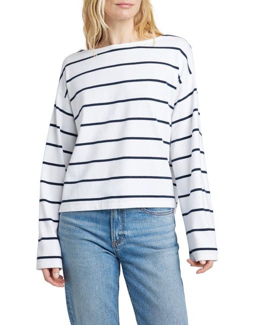 Faherty Rugby Stripe Organic Cotton Boat Neck T-Shirt