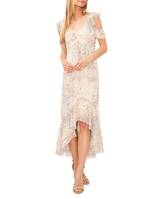 Cece Floral Ruffle Chiffon High-Low Dress