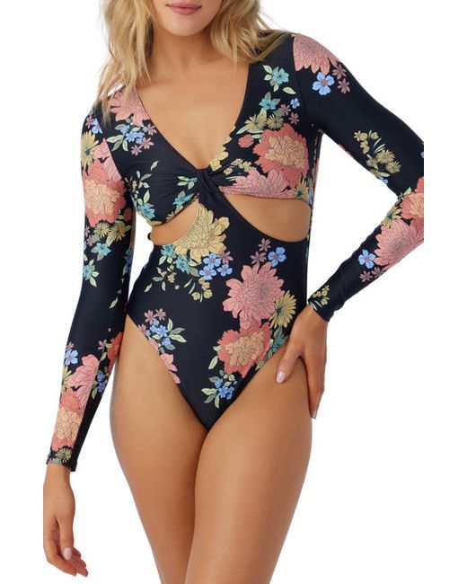 O'Neill Kali Key West Cutout Floral Long Sleeve One-Piece Swimsuit