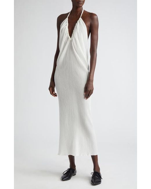 BITE Studios Parchment Ruched Organic Cotton Silk Halter Dress
