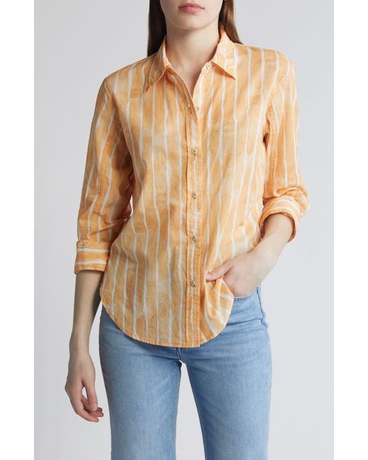 Nic+Zoe Watercolor Stripe Cotton Button-Up Shirt
