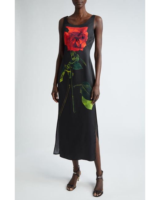 Alexander McQueen Rose Print Silk Cocktail Dress